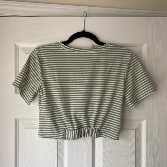Sage Olive Striped Crop Top - Picture 3 of 3